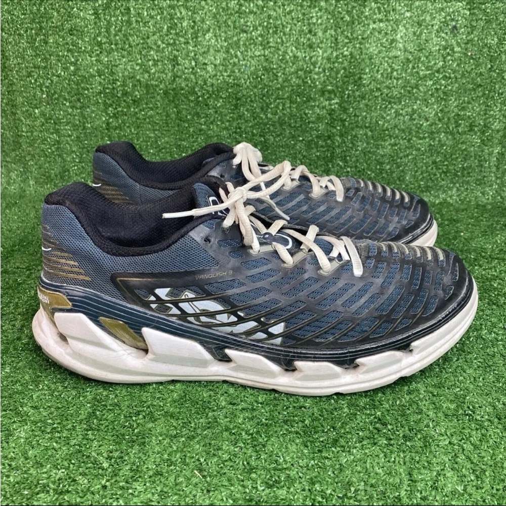 Hoka One One Vanquish 3 Running Shoes Navy/Gold 1014791 Men's Size 12.5
